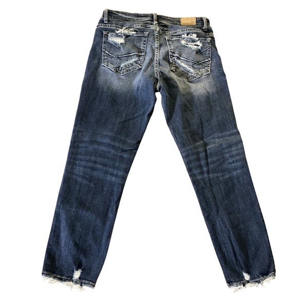 BKE Payton Mid Rise Universal Fit Distressed Jeans Dark Wash ABK2129 Size 29 - Picture 2 of 10
